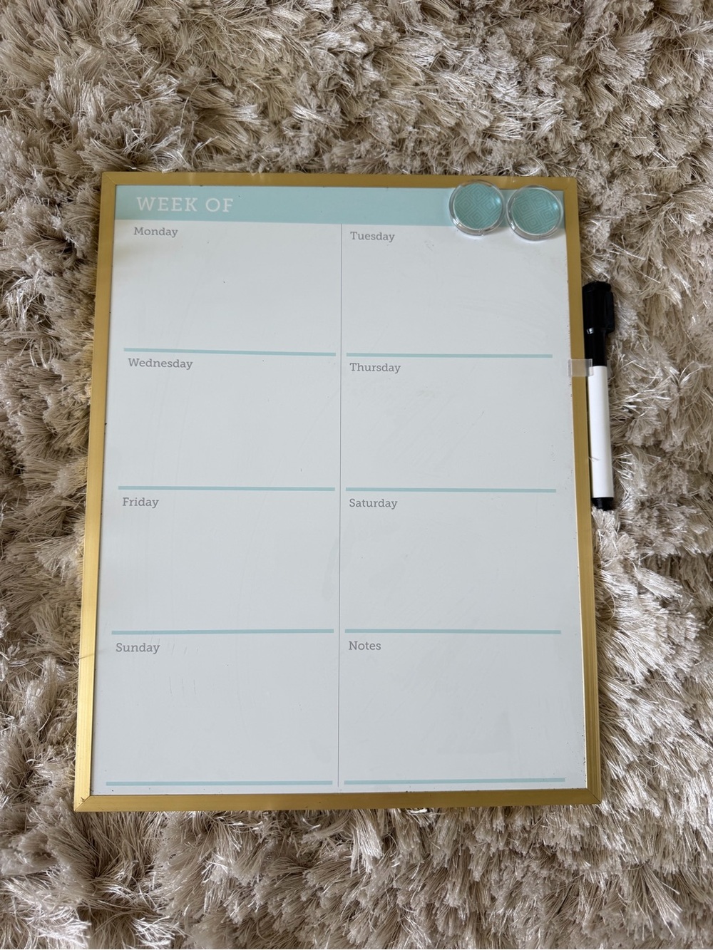 Weekly Dry-Erase Planner Board in Gold Frame